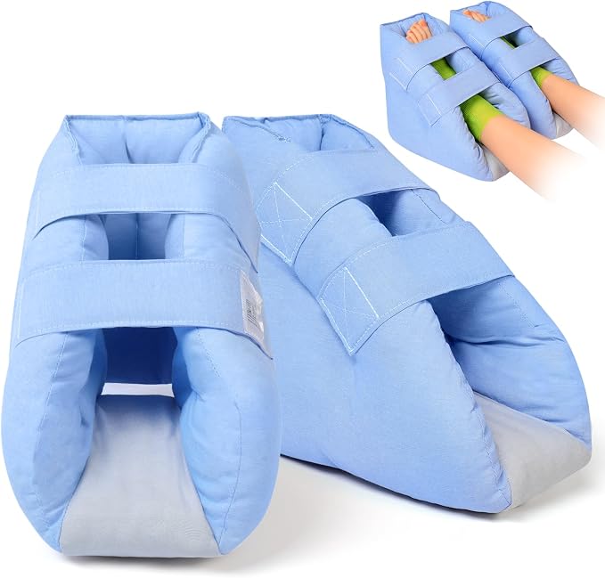JGTYGE Heel Protectors for Pressure Sores, Adjustable Heel Cushion Boots with Open Heel Design for Elderly Bedridden Patients, Ankle Support Pillow for Post Surgery Recovery & Wheelchair Use