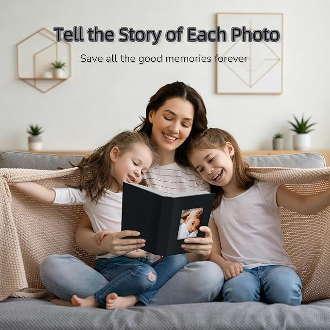 Popotop Photo Album 4x6-300 Photos Linen Cover Photo Books with 300 Horizontal Pockets,Slip-in Picture Albums for Family Wedding Anniversary Baby Vacation Pictures