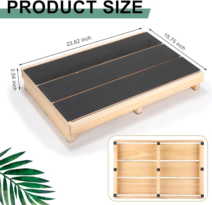 3.5" Wooden Platform Step Stool,24" Platform with Non Slip Rubber Stepping Surface for Adults & Elderly Bed Steps Wooden Mobility Stepping Stools for Bedroom, Bathroom, Kitchen, Garden