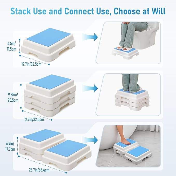 Bath Shower Step,Stackable Bathtub Non Slip Safety Step Stool, Indoor/Outdoor Handicap Wideing Hands Free Platform Medical Portable Stack-Able, for High Beds, Kitchens,Bathroom.