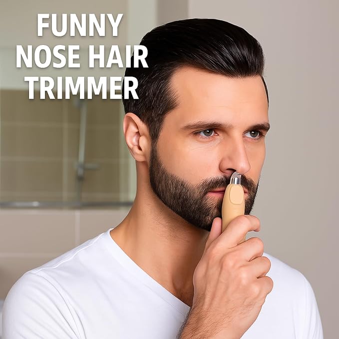 Finger Shaped Nose and Ear Hair Trimmer, Battery Operated Portable | Grooming Tool for Men and Women, Funny Gag Gift, Stocking Stuffer, Novelty Travel Accessory for Discreet Hair Removal