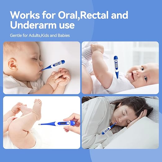 Berrcom Digital Thermometer for Adults, Oral and Underarm Thermometer for Baby and Kids Medical Thermometer with Fever Alarm Rectal Thermometer with Soft Tips | Medical Thermometer with Fever Alarm, Underarm for Baby, Adults, Body Temperature, C/F Swit...