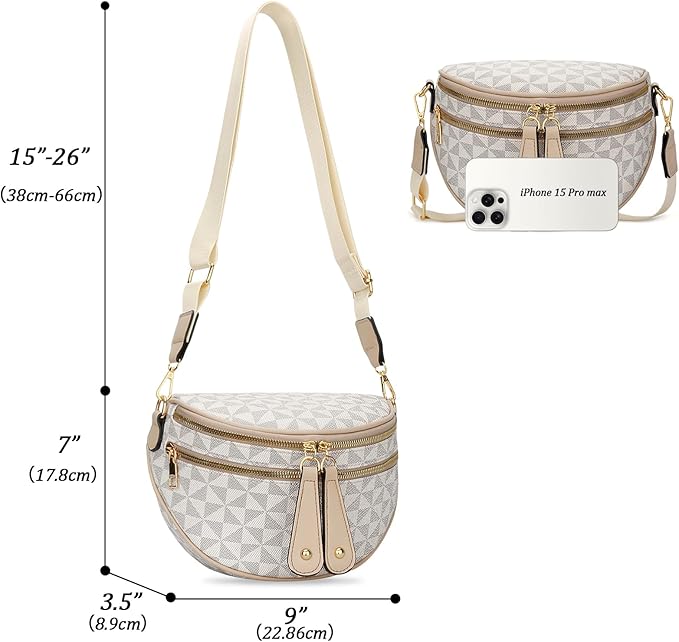 KKXIU Crossbody Bags for Women Vegan Leather Travel Bum Bag | Trendy Fanny Waist Pack | Shoulder Purse with Adjustable Strap