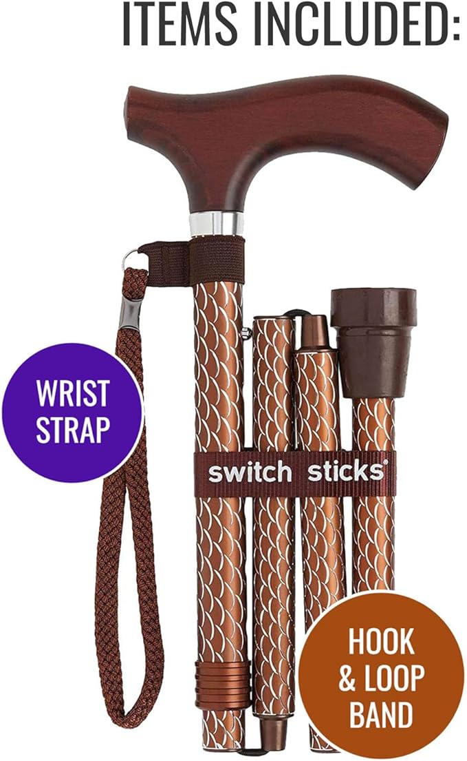 Switch Sticks Walking Cane for Men or Women, Foldable and Adjustable from 32-37 Inches, FSA and HSA Eligible
