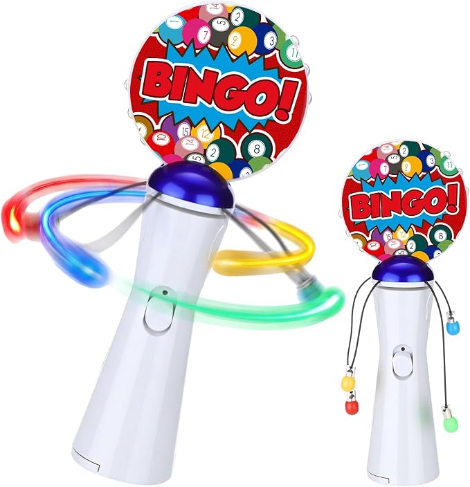 2 Pcs Light up Bingo Spinner Wand LED Glow Spin Bingo Game Gift Goodie Bag Stuffers for Birthday Party Favors (Batteries Not Included)