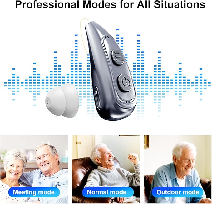 Hearing Aid for Seniors，OTC 32 Channel 5 Volume Hearing Amplifier with Rechargeable Case & Noise Cancelling Phones Sound Cleaner，Invisable Ergonomic Auto-On/Off Digital Hear Aid for Dryer Hear Loss