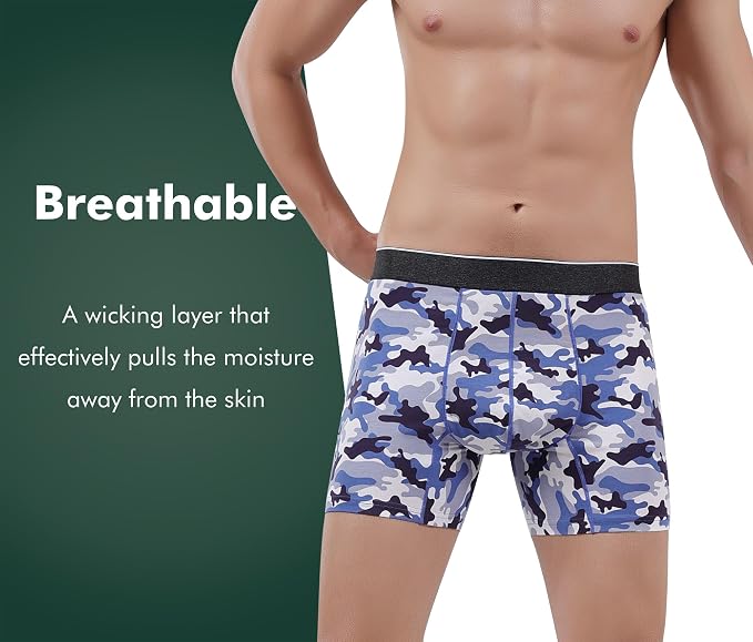 AIRCUTE Washable Urinary Incontinence Soft Underwear for Men Dry Performance Boxer Briefs for Bladder Leaks, 1 Pack (Medium, Gray-Camouflage)