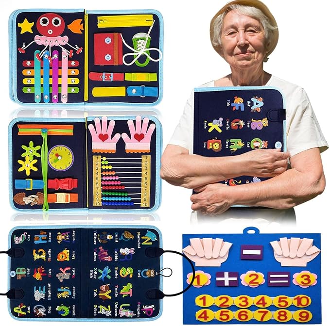 Fidget Blanket for Adults with Dementia, Fidget Blankets for Seniors for Anxiety Relief, Alzheimers and Dementia Sensory Mat for Elderly