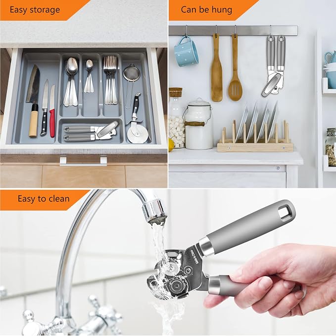 Can Opener,Professional 3-In-1 Multifunctional Manual Can Openers Bottle Opener,Kitchen Durable Stainless Steel Heavy Duty Can Opener Smooth Edge for Kitchen Seniors Friendly