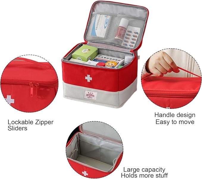 Travel Medicine Bag Organizer, Medical Bag Empty, for Home, Travel, Camping, Car, Hiking & Outdoor Emergencies, Emergency Medical Kits