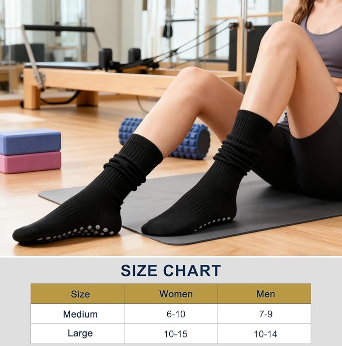 Non Slip Grip Socks for Men Women Crew Grippy Socks for Hospital Pilates Yoga,Gifts for Seniors Elderly