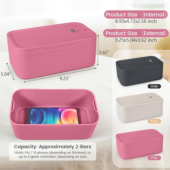 Small Lock Box, Lockable Storage Box with Combination Code for Medication Safe, Medicine Lock Box for Pills/First Aid Kits/Food/Snack Phone Jail, Locked Container for Home/Fridge/Office/School (Pink)