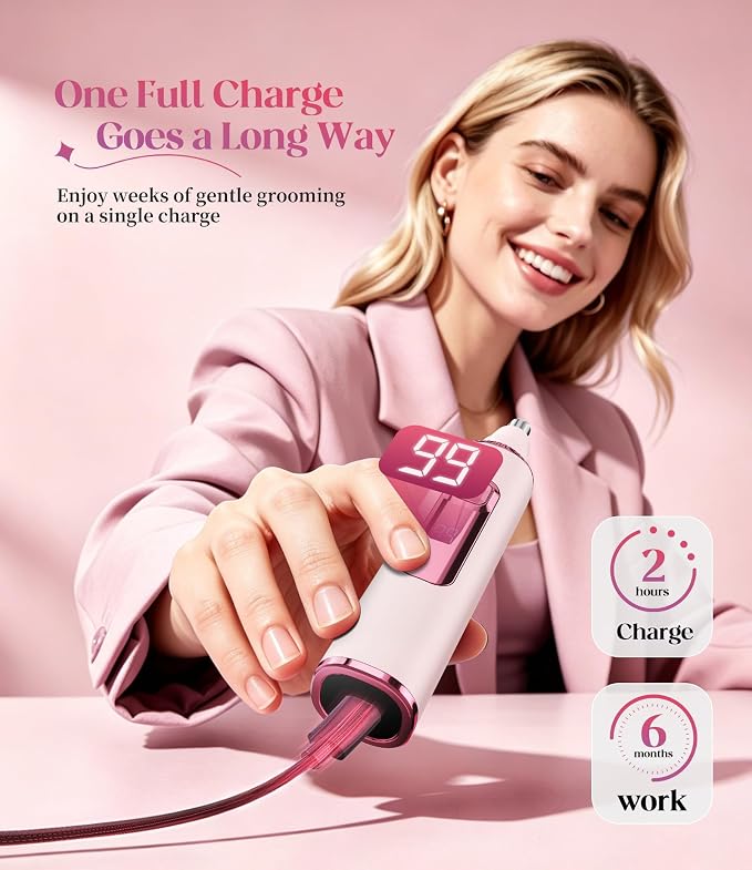 Nose Hair Trimmer for Women, 3-in-1 Painless & Gentle Trimmer for Nose, Eyebrows & Facial Hair, Type-C Rechargeable Precision Groomer with Double-Edged Blades, IPX7 Waterproof - Pink