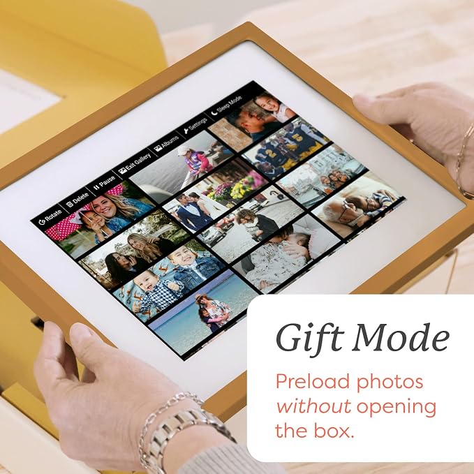 Skylight Digital Picture Frame - WiFi Enabled with Load from Phone Capability, Touch Screen Digital Photo Frame Display - Customizable Gift for Friends and Family - 10 Inch Gold
