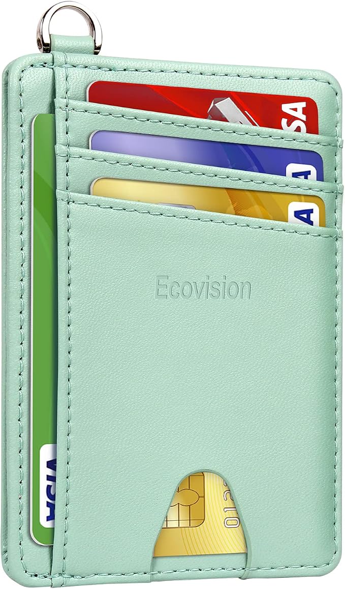 Slim Minimalist Front Pocket Wallet, RFID Blocking Credit Card Holder Wallet with Detachable D-Shackle for Men Women