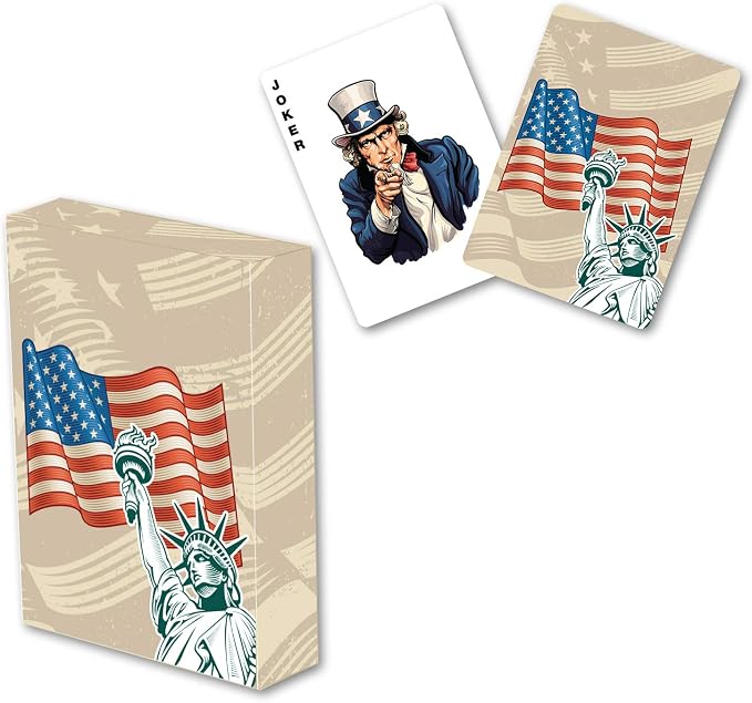 Military Gift Shop Tan American Flag Playing Cards - Patriotic Graphics - Premium Quality - Veteran Gifts for Men or Women | Tan American Flag Cards