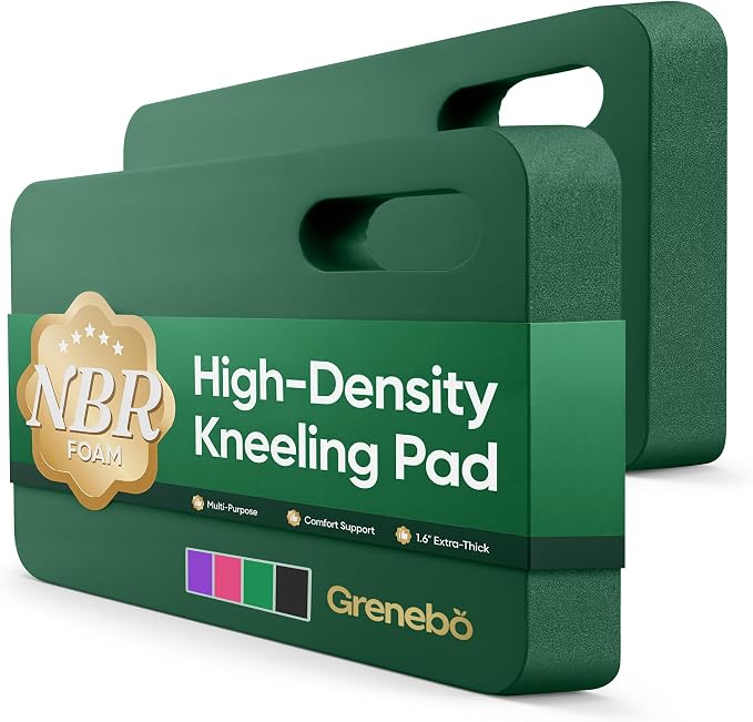 Grenebo 1-Pack Kneeling Pads, Extra Thick, 17.3 x 11 x 1.6 in, Green | Soft NBR Foam Cushion for gardening kneeling pad use, Knee pad support for Gardening, Baby Bathing, Exercise and Work