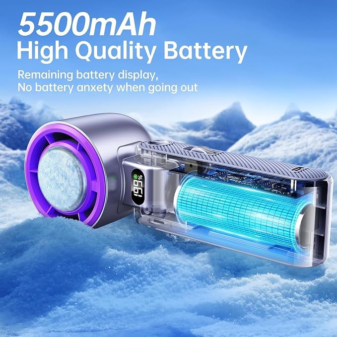 Handheld Portable fan with Turbo Cooling, Speed(1-199) 5500mAh | 20000 RPM Hand Held Fan Rechargeable Powerful Mini Personal fan for Travel, Outdoor, Beach & Makeup