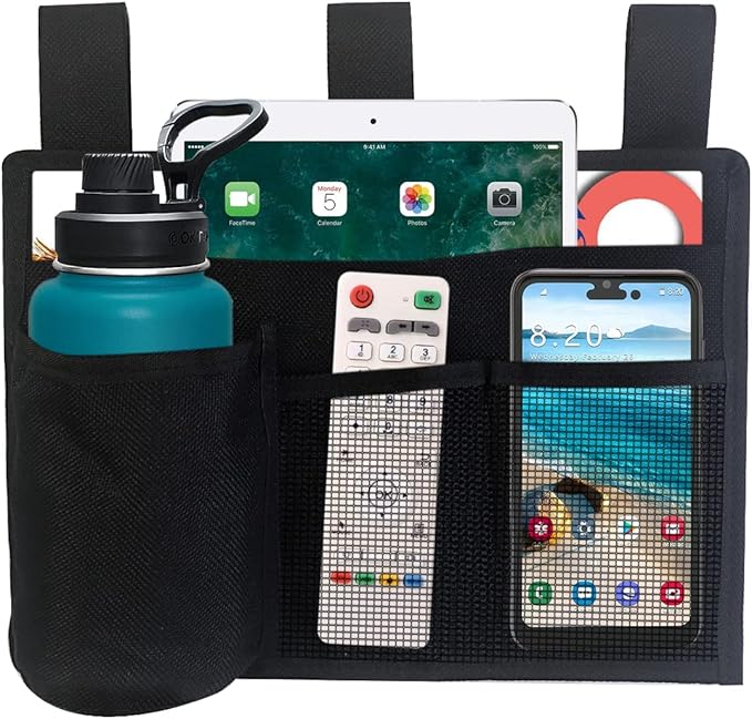Boczif Bedside Storage Caddy, Bunk Bed Storage Bag, Hanging Bedside Organizer for TV Remote Control, Phones, Tablets, Bedside Pocket for College Dorm Rooms Baby Bed Rails, Hospital, Camp