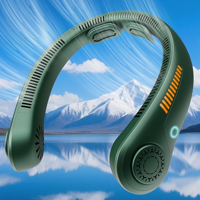 Portable Neck Fan Rechargeable Wearable Personal Fan Blow Cold Air, 5 Speeds, USB Battery, Neck Cooler with Neckbrace, Gift for Men Women, Sports, Gardening, Home, Outdoors, Travel, Camping