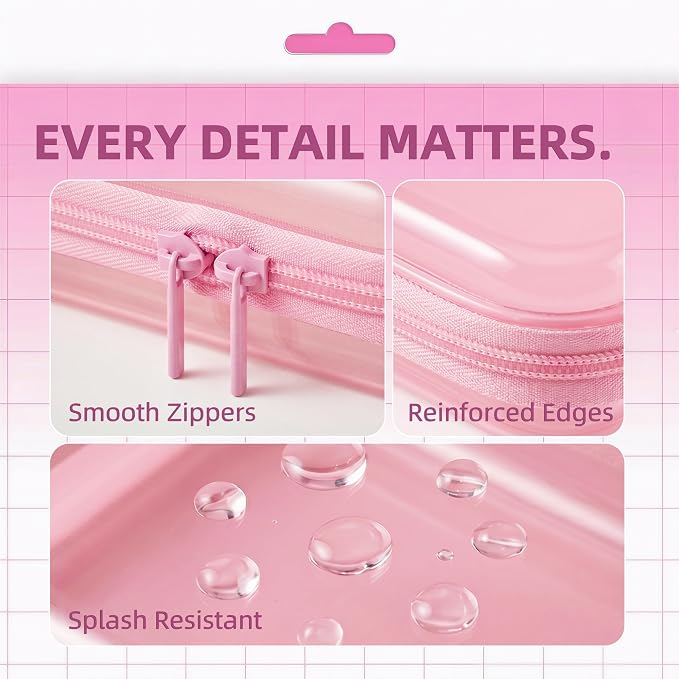 CoiiJoii 6Pcs Large Clear Hard Shell Zippered Case, Diaper Bag Organizing Pouches, Waterproof Cosmetic Bag, Kid's Toy Storage Organizer Bins, Pencil Case.