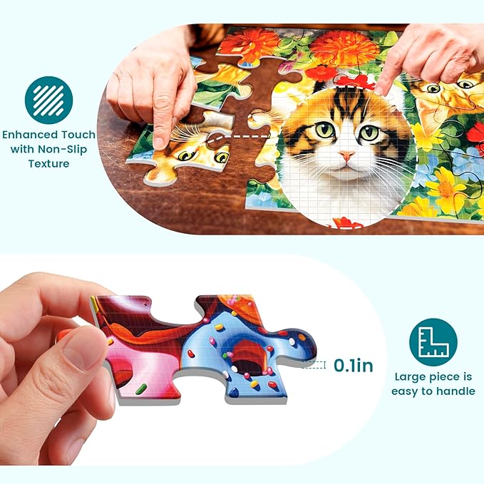 6 Packs 16 Piece Large Piece Jigsaw Puzzle Dementia Alzheimer's Products and Activities for Elderly Seniors Gift Easy Puzzle, Alzheimer's Puzzles Memory Cognitive Games with 6 Storage Bags