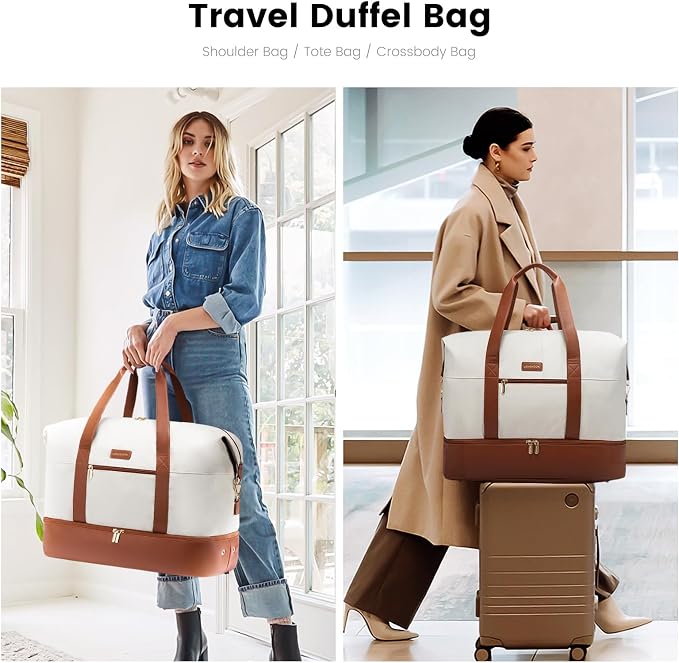 LOVEVOOK Weekender Bag for Women, Large Duffle Bag for Travel with 2 Packing Cubes, Carry on Overnight Bag with Shoe Compartment, Mom Hospital Bags for Labor and Delivery