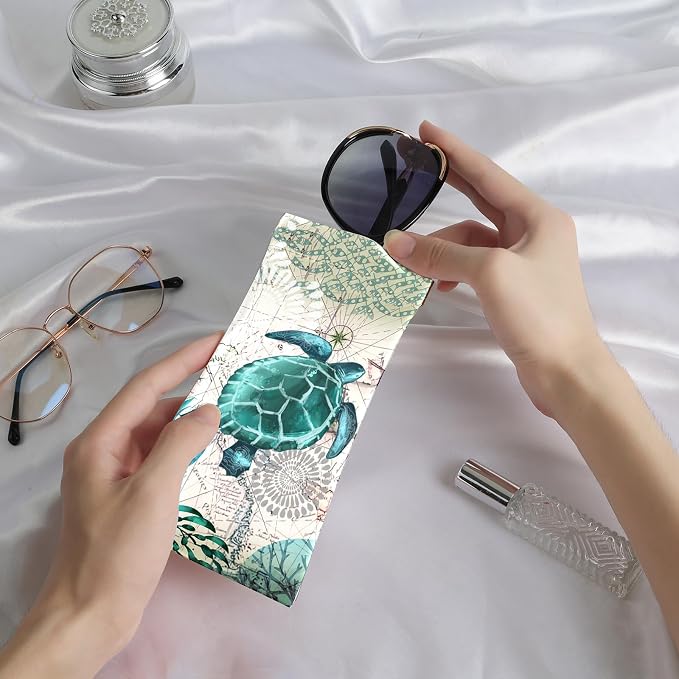 Anikathy 2Pcs Sunglass Eyeglass Glasses Case Soft PU Leather with Cleaning Cloth Cute Glasses Pouch Bag for Men Women Girs