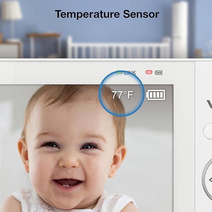 VTech Video Baby Monitor with 7" Color LCD Screen, Rechargeable Battery, Video Streaming, Audio Streaming, Pan-Tilt-Zoom, Touch Multi-Color Night Light, Two-Way Talk, Long Range: Advanced Max Blue