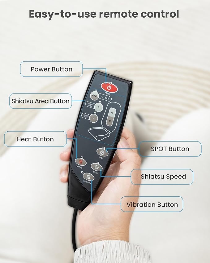 COMFIER Back Massager with Heat,Full Back Massager for Chair with 2 Shiatsu Speeds,Heated Chair Massage Pad with Spot,Massage Seat Pad for Home Office use,Gifts for Women Men Mom Dad