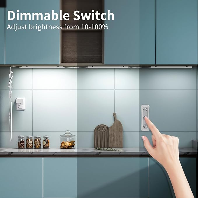 ASOKO Under Cabinet Lighting, 5000K Daylight, for Kitchen, Closet, 3-Pack