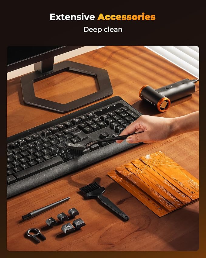 K&F CONCEPT Electric Compressed Air Duster|300000RPM Vacuum Cleaner|3 Gear Adjustable|Super Wind Power| Rechargeable Brushless Motor|for Deep Computer Clean, Keyboard, Car, Home,Outdoor