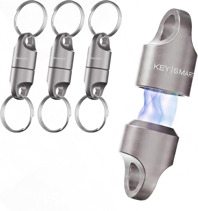 KeySmart MagConnect Magnetic Key Holder for Purse, Key Chains for Car Keys - Detachable Key Ring Quick Release Keychain