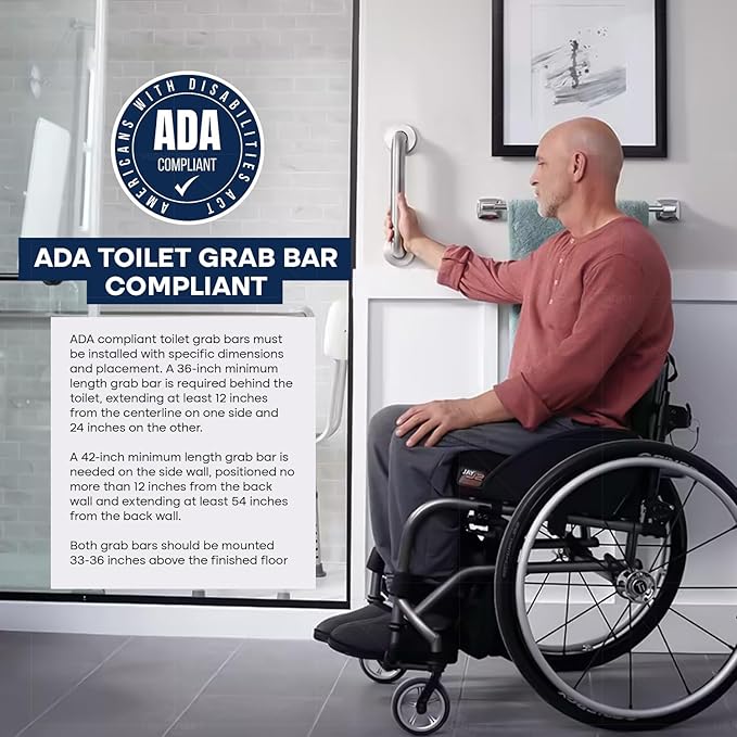 HIGHCRAFT Grab Bar for Bathtubs and Showers, Shower Grab Bars for Seniors and Elderly, Safety Bar for Bathroom 24" x 1.5" ADA Compliant Grab Bar, Heavy Duty Stainless Steel Shower Handle Wall Mount