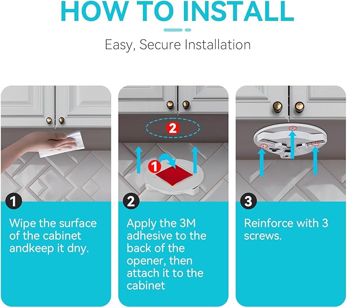 Jar Opener Bottle Opener for Seniors with Arthritis - Under Cabinet Jar Opener for Weak Hands, Rotary Lid Opener, Easy Twist-Off Lids for Jars & Bottles, Original Kitchen Gadgets (White)