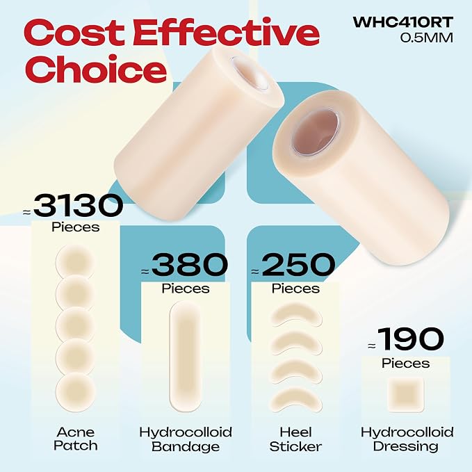 LIFARA Hydrocolloid Roll for Wound Care - Cut-to-Size, Hydrocolloid Patch Bandages with Self-Adhesive, Ultra Absorbent & Waterproof, First Aid Kit Essential (19.7mil/ 0.5mm Thickness, 4in*10ft)