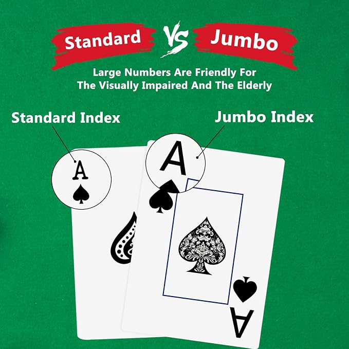 Playing Cards,Deck of Cards,Playing Card 2 Pack,Poker Cards Set,Jumbo Large Print Playing Cards for Adults Seniors,Card Games for Family Game Night Party (Black and Gold)
