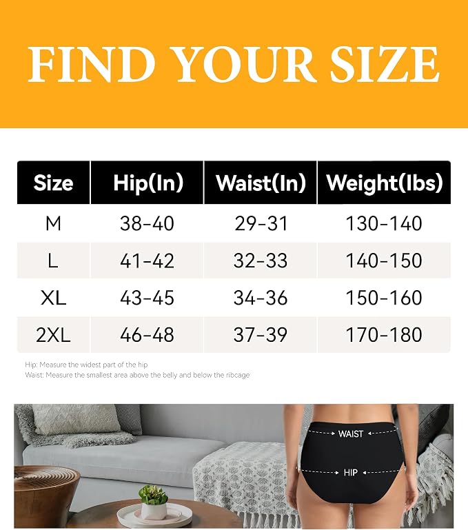 Women's Incontinence Underwear Washable Leakproof 3 Pack | 56ml Absorbency,5-Layer Leakproof Guard,Postpartum Bladder Leak,Odor Free,Soft Breathable Cotton Reusable Panties for Women