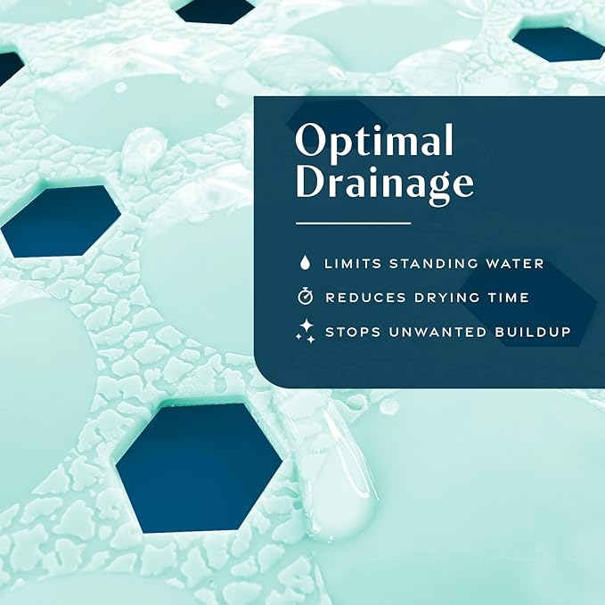 SlipX Solutions Power Grip Bathtub Safety Mat | Precision Grip Technology for Longer, Stronger, & Softer Wet Surface Protection | Solid Seafoam 39"x16"