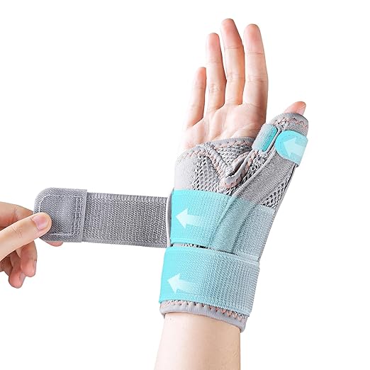 New Upgraded Thumb Spica Splint, Comfortable Thumb Brace for Right & Left Hand, Universal Size Thumb Support for Arthritis, Tenosynovitis, CMC Joint Repetitive Injuries (Grey)