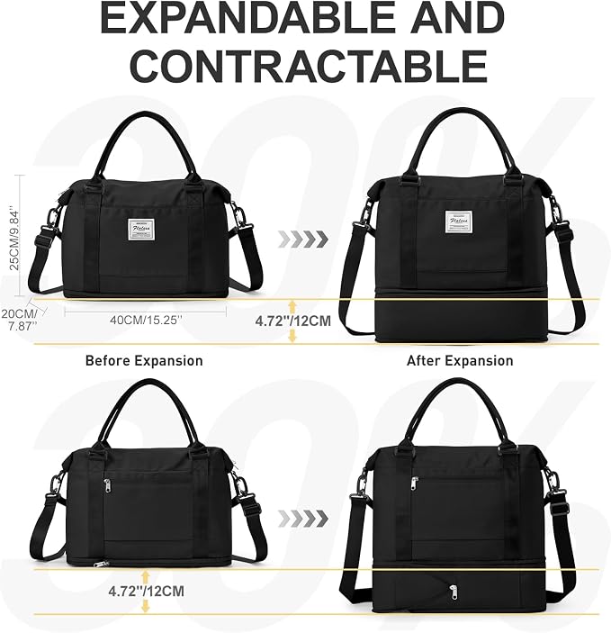 Travel Duffel Bag, Sports Tote Gym Bag, Shoulder Weekender Overnight Bag for Women