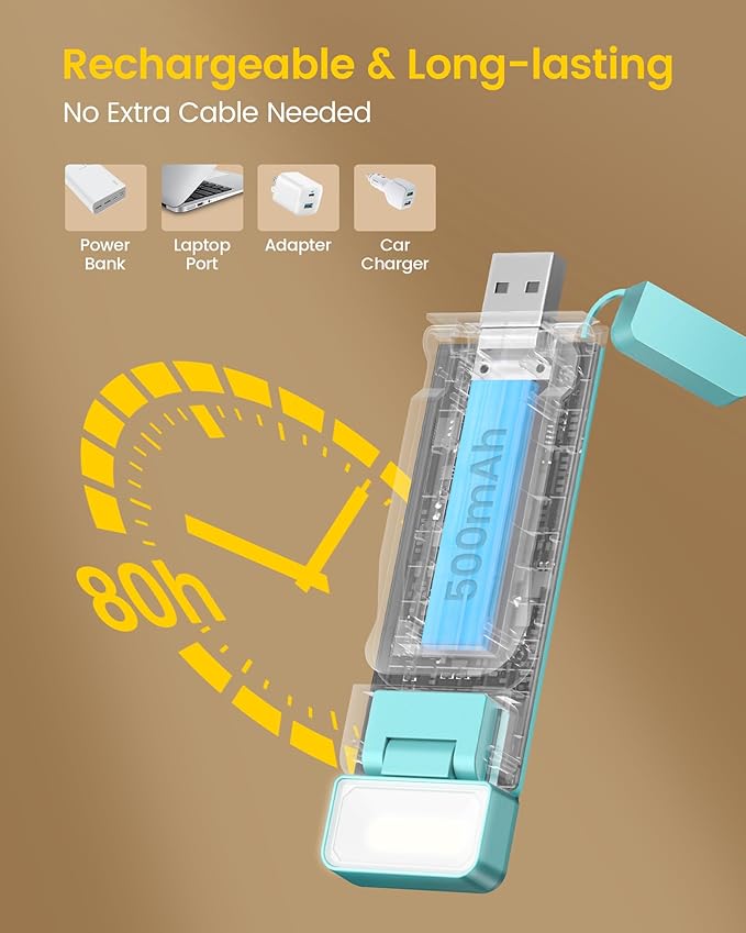 Glocusent Extendable Book Lights for Reading at Night, 5 Enhanced Brightness & 3 Colors with Sleep Aid & Timers, Clip on USB Rechargeable Reading Light for Books in Bed, Ideal Gifts for Book Lovers