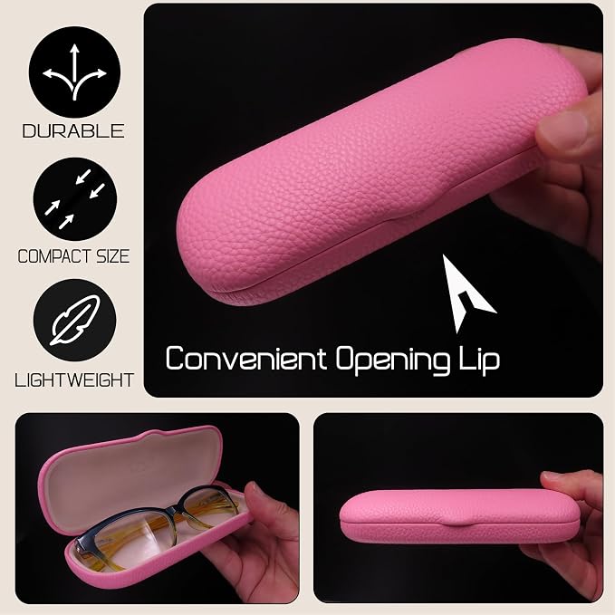 MyEyeglassCase Men Small Glasses case - Eyeglasses Hard Shell Holder Pouch & Cloth-Reading Slim & Narrow Case Heavy Duty
