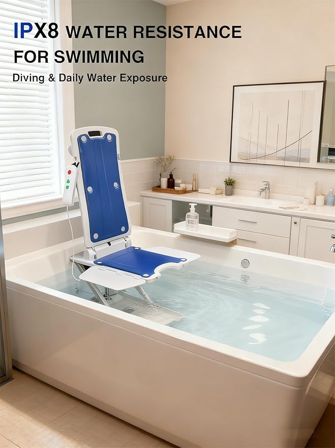 Electric Chair Lift - Floor Lift for Elderly Falls, IPX8 Waterproof Bath Lift, Support Up to 300 LBS, Chair Lift Assist Devices for Seniors, Suitable for Bathtub, Bathroom, Bedroom, Living Room