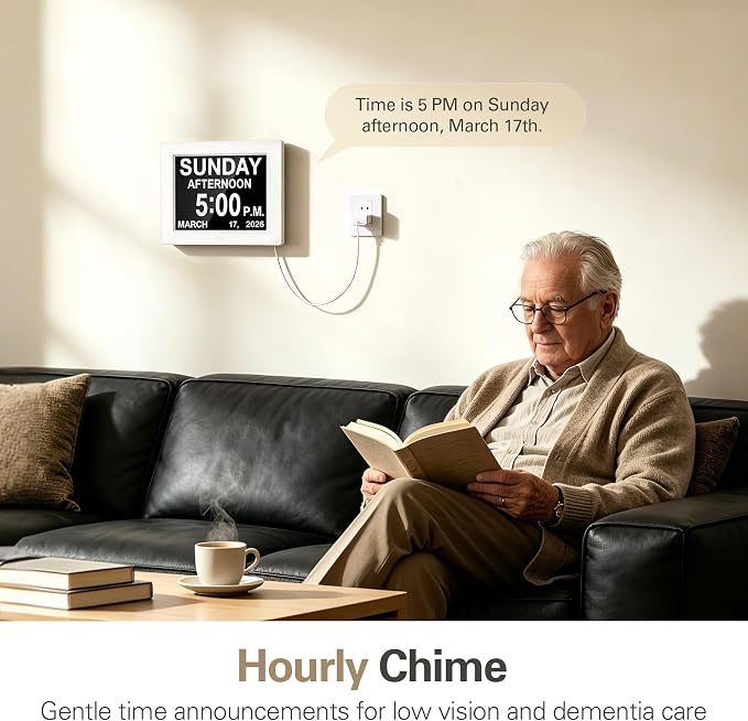 JALL 12" Large Digital Calendar Day Clock for Seniors 2026 - Easy to Read Alzheimer's Dementia Memory Loss Clock for Elderly with IPS Wide Angle，Day & Date, 12 Custom Alarms & Auto-Dimming, White