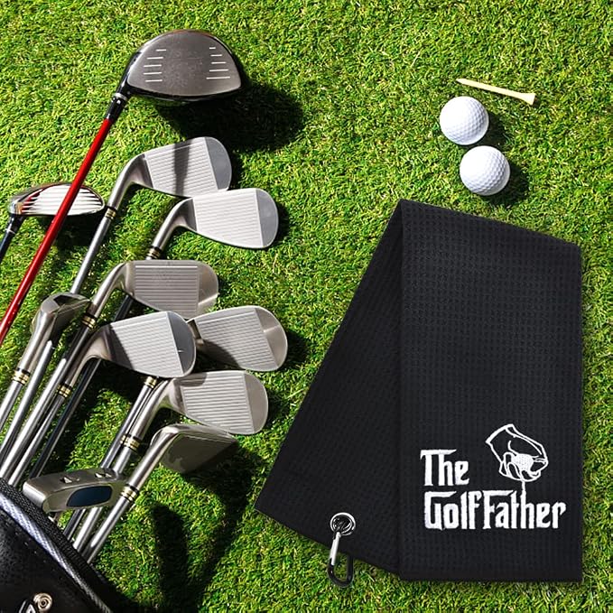 Hafhue The GolfFather Funny Golf Towel, Golf Gifts for Men Women, Golfer Accessories for Man or Women, Birthday Gifts for Golfs Fan, Retirement Gift for Men Dad Grandpa