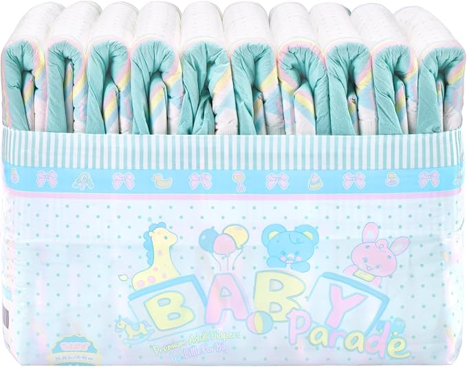 Littleforbig Adjustable Hook-and-Loop Fastener Closure Adult Printed Cloth Back Diaper 10 Pieces - Baby Parade (Medium 28"-38")