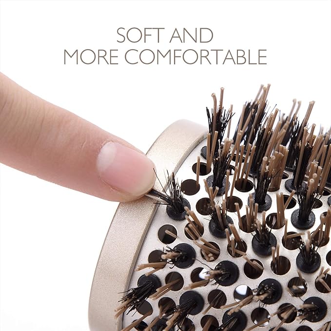 Baasha Hair Brush, Large 3 Inch Round Brush with Boar Bristle, Vented Ceramic Barrel, for Long Hair, Curly Hair, Salon Quality, 1 Count