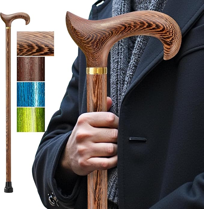 Walking Cane, Available in Multiple Inches Wooden Cane Support up to 500 Lbs, Suitable for Fancy Wooden Walking Cane for Men and Women with Extreme Demands