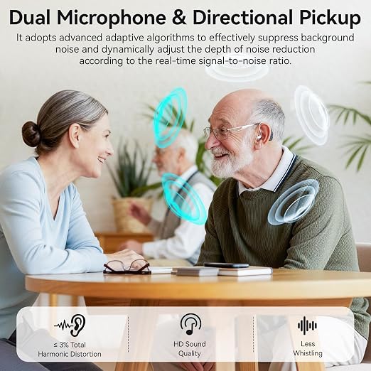 Hearing Aids for Seniors,Rechargeable,AI Smart Noise Cancelling,32 Channels | Advanced 32 Channel Digital BTE Hearing Assist Dual Microphone Standby 144h,One-Button Operation, 5 Volume Levels Clear Sound